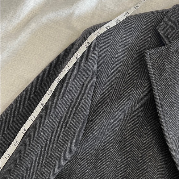 Luigi Bianchi Coat Blazer Herringbone Overcoat Zip Up Elbow Patch Sz 42 - Picture 14 of 16